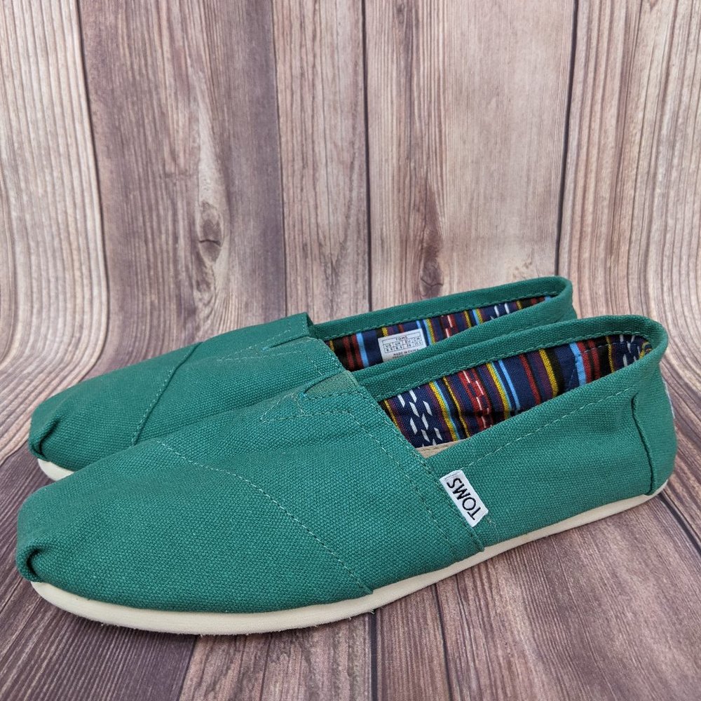 TOMS Galapagos Green Classic Canvas Slip Ons 8.5